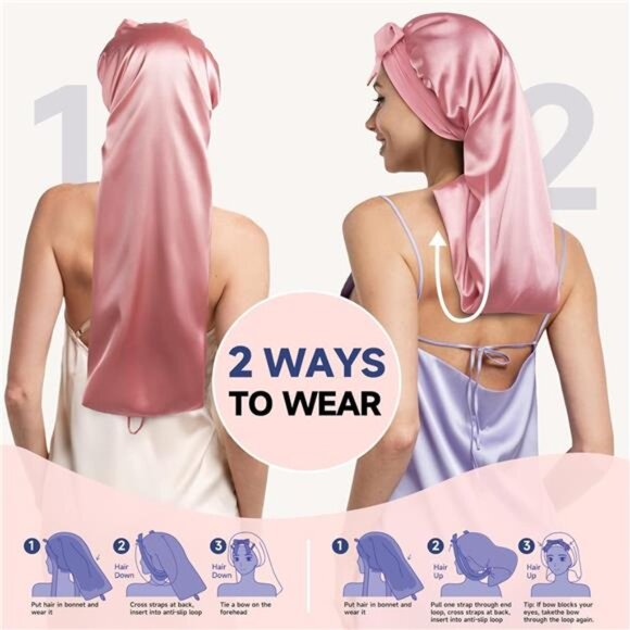 Momme Mulberry Silk Bonnet for Sleeping Women, Untangled Hair Care main image 5